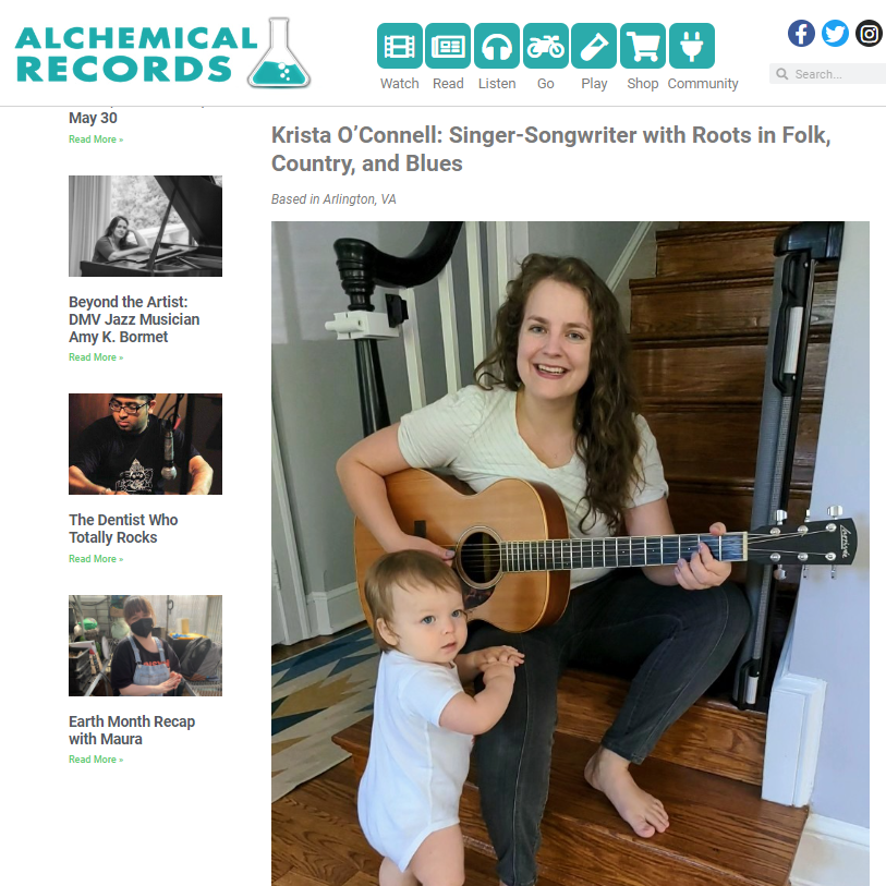 Screenshot of Alchemical Records blog post about moms who play music